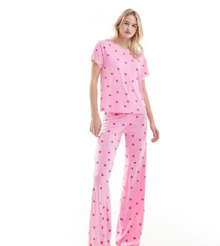 Tall - Mix & Match - Pantalon de pyjama super doux à imprimé caurs - Asos Design - Modalova