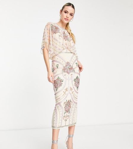 ASOS DESIGN Tall - Robe mi-longue blousante avec ornements style Art nouveau - Crème - Asos Tall - Modalova