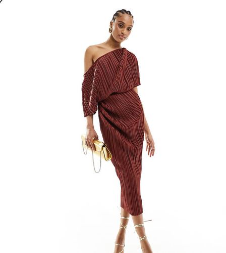 ASOS DESIGN Tall - Robe plissée mi-longue à épaules tombantes - Rouille - Asos Tall - Modalova