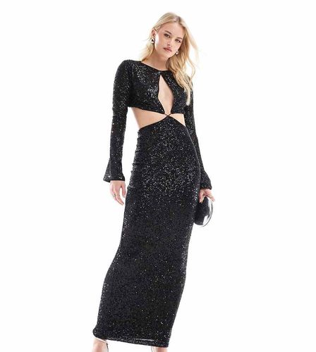 ASOS DESIGN Tall - Robe portefeuille longue à sequins avec manches longues et découpe goutte d'eau - Asos Tall - Modalova