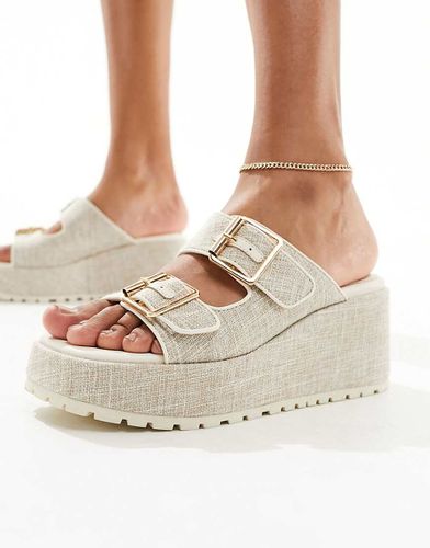 Texas - Mules compensées à détail boucle - Naturel - Asos Design - Modalova