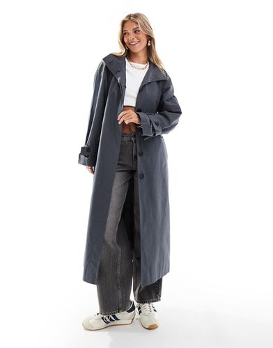 Trench-coat long et oversize à col cheminée - Bleu marine - Asos Design - Modalova