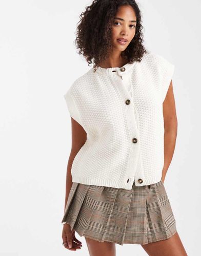 Veston boutonn coupe carre en maille surpique - Crme - Asos Design - Modalova