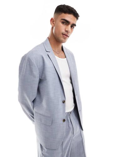 Veste de costume souple et décontractée à motif hachuré - Bleu - Asos Design - Modalova