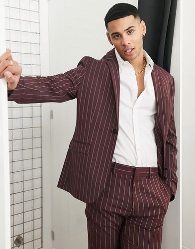 Veste de costume slim à fines rayures - Bordeaux - Asos Design - Modalova