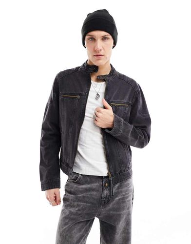 Veste en jean sans col à empiècements - délavé - Asos Design - Modalova