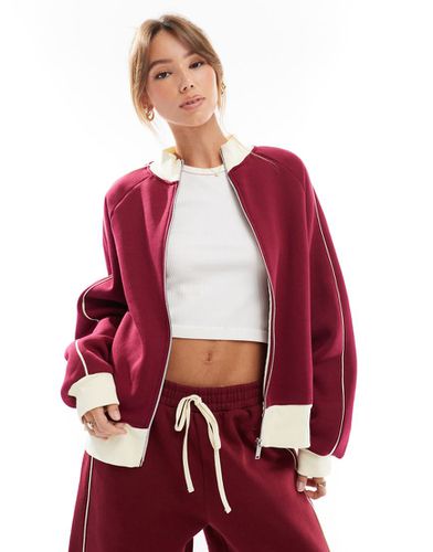 Veste zippée à rayures latérales - Bordeaux - Asos Design - Modalova