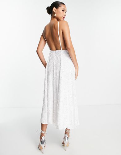 ASOS EDITION - Eva - Robe de mariée mi-longue avec bretelles caraco ornée - Ivoire - Asos Design - Modalova