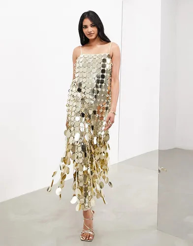 Futurist - Robe colonne longueur mollet à bretelles avec sequins et franges en 3D - Asos Edition - Modalova