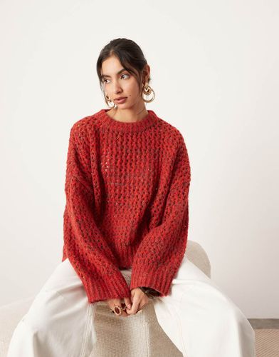 Pull oversize coupe carrée en maille ajourée - Rouge - Asos Edition - Modalova