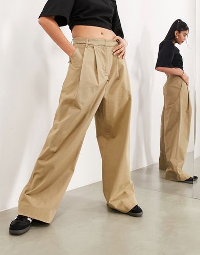 Pantalon large et décontracté en sergé de coton - Taupe - Asos Edition - Modalova