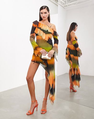 Robe courte asymétrique à empiècements - Coucher de soleil à rayures - Asos Edition - Modalova