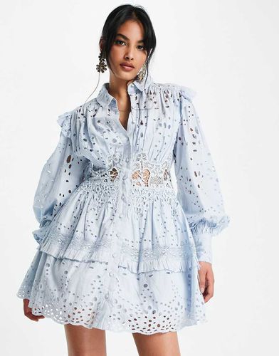 Robe chemise courte en broderie anglaise - pâle - Asos Edition - Modalova