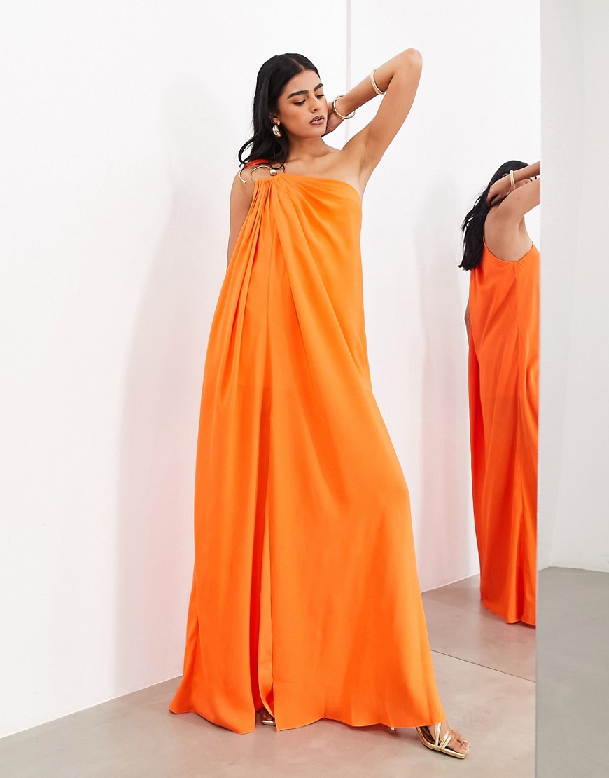 Robe longue asymétrique à finition en spirale - Orange vif - Asos Edition - Modalova
