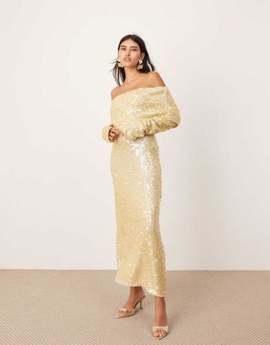 Robe longue en maille à sequins avec encolure Bardot - Crème - Asos Edition - Modalova