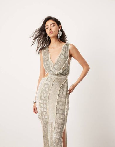 Robe mi-longue asymétrique à empiècements ornementés avec ourlet effiloché - Asos Edition - Modalova