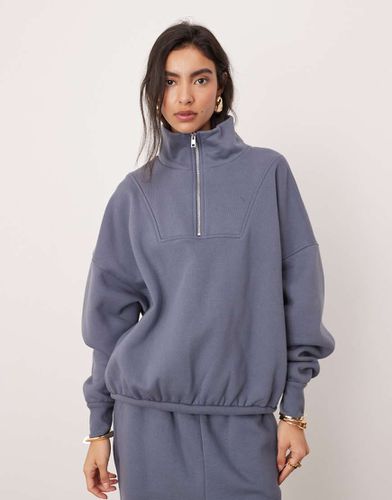 Sweat oversize en tissu épais de qualité supérieure avec col zippé - ardoise - Asos Edition - Modalova