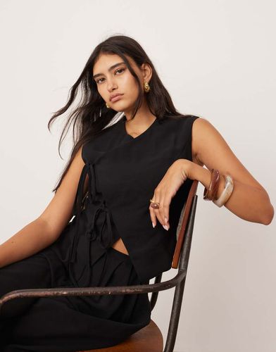 Top asymétrique d'ensemble avec liens devant - Noir - Asos Edition - Modalova