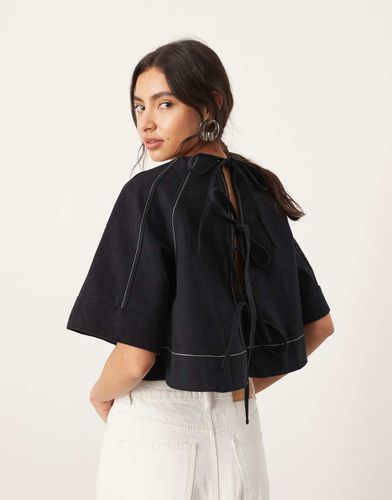 Top en sergé à coutures visibles et liens au dos - Asos Edition - Modalova