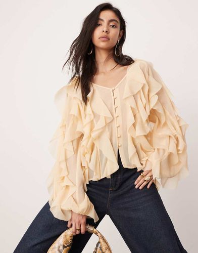 Ultimate - Blouse avec volants à bords effilochés - Beige - Asos Edition - Modalova