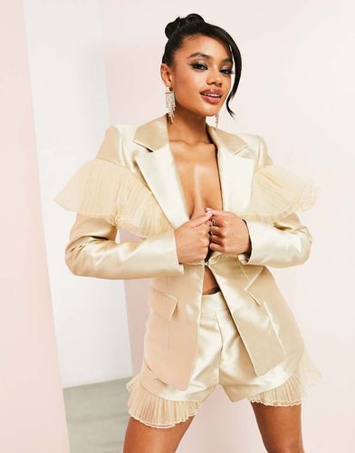 Blazer de costume avec détail en tulle - Blanc cassé - Asos Luxe - Modalova