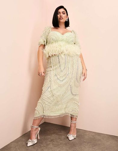 Curve - Jupe d'ensemble mi-longue ornementée avec perles et pampilles - Vert - Asos Luxe - Modalova