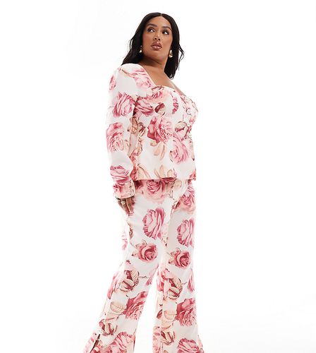 Curve - Pantalon habillé à imprimé roses avec bouton décoratif - Asos Luxe - Modalova