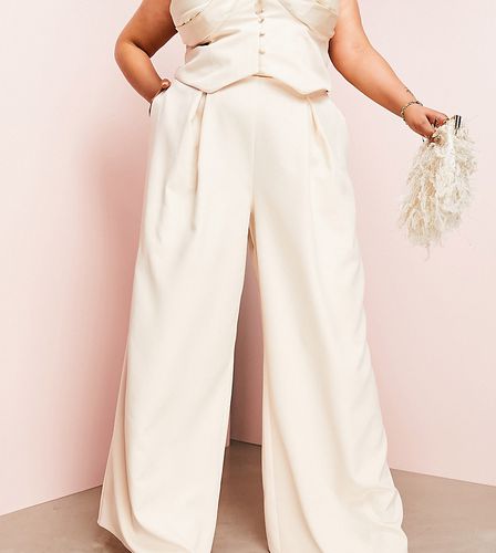 Curve - Pantalon habillé d'ensemble coupe ample - Crème - Asos Luxe - Modalova