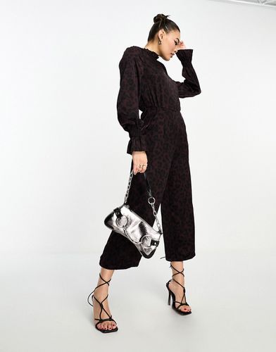 Combinaison style jupe-culotte à col montant et imprimé animal - Prune - Ax Paris - Modalova