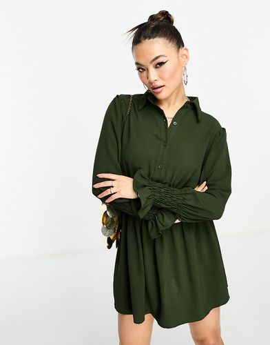 Robe chemise courte à taille froncée - olive - Ax Paris - Modalova