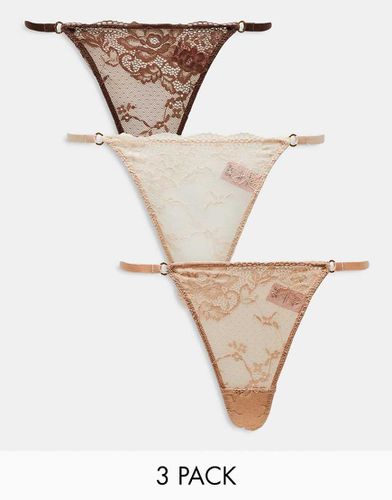 Cora - Lot de 3 strings en dentelle festonnée - Boux Avenue - Modalova