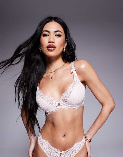 Clara - Soutien-gorge push-up pigeonnant en dentelle frange - Nacre - Boux Avenue - Modalova