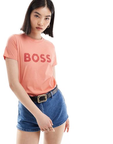 BOSS - T-shirt à logo ton sur ton - Rouge délavé - Boss Orange - Modalova