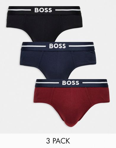 Bold - Lot de 3 slips taille basse - Noir, rouge et bleu - Boss Bodywear - Modalova