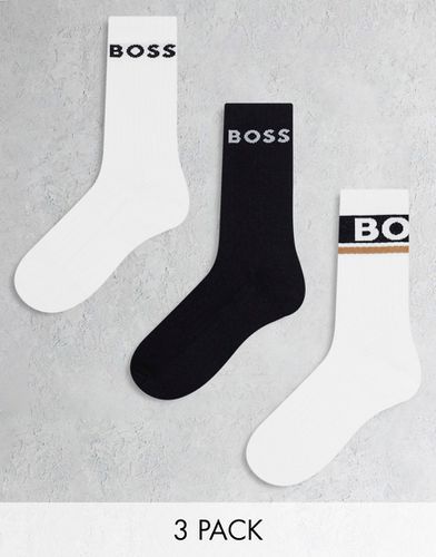BOSS - Bodywear - Lot de 3 paires de chaussettes à logo - Noir/blanc - Boss Bodywear - Modalova