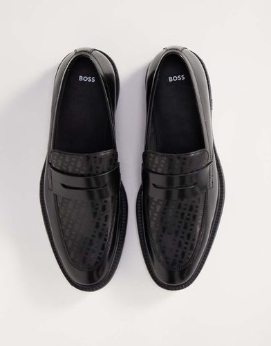 BOSS - Larry - Mocassins en cuir à empiècements à monogramme - Boss By Hugo Boss - Modalova