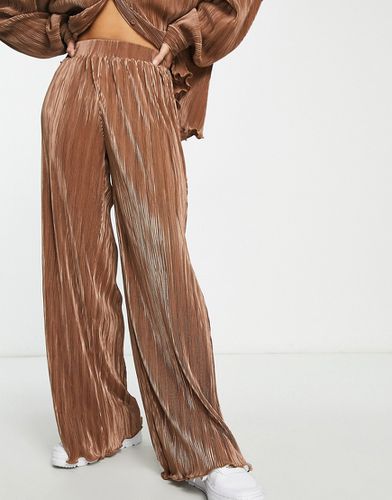 Pantalon d'ensemble décontracté à taille haute en velours plissé - Cacao - Bailey Rose - Modalova