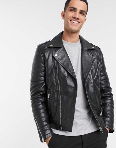 Blouse style motard en cuir avec fermeture éclair - Barneys Originals - Modalova