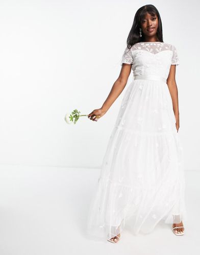 Robe longue de mariée brodée avec jupe en tulle - Ivoire - Beauut - Modalova