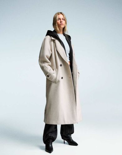 Trench-coat doux  ceinture - Taupe - Bershka - Modalova