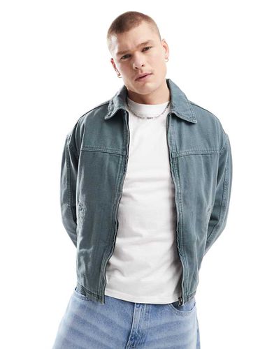 Veste coupe carrée en denim - délavé - Bershka - Modalova