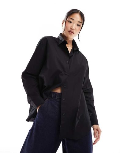 Chemise oversize en popeline - Noir - Bershka - Modalova