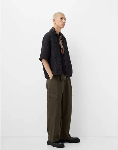 Collection - Pantalon baggy habillé - Kaki - Bershka - Modalova