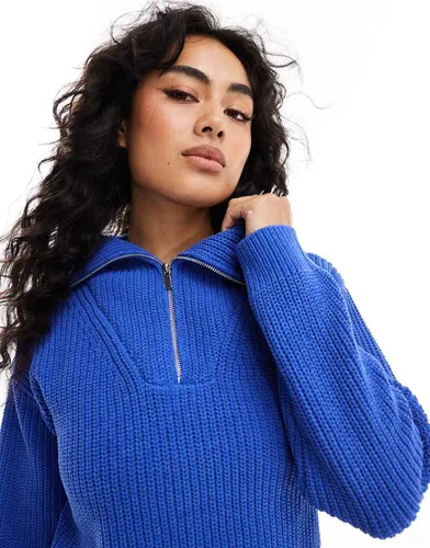 Pull en maille côtelée à col zippé - Bershka - Modalova