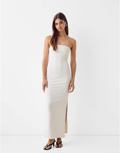 Robe bandeau longue en polyamide - Crème - Bershka - Modalova