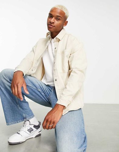 Surchemise en denim - Écru - Bershka - Modalova
