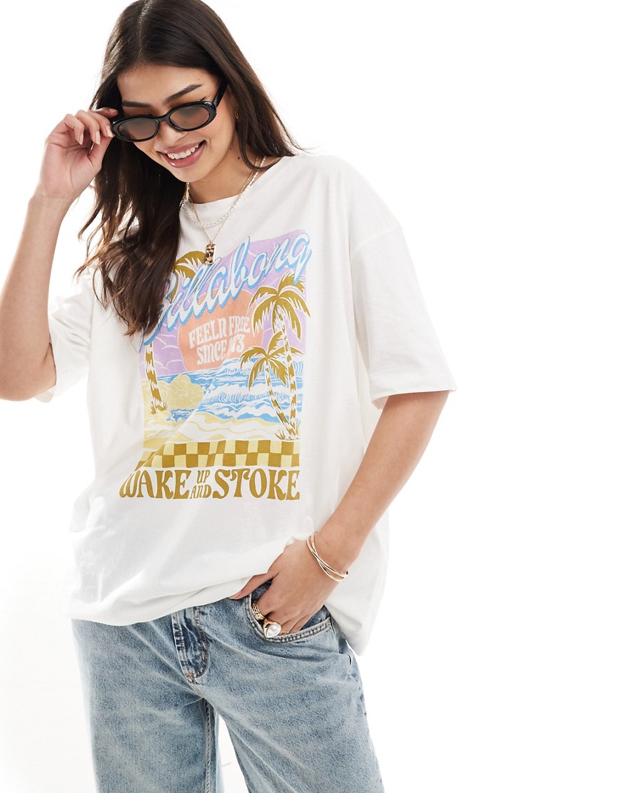 T-shirt à imprimé Wave Up and Stoke - Crème - Billabong - Modalova