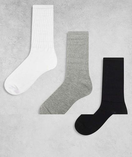 Lot de 3 paires de chaussettes souples - Noir, gris et blanc - Brave Soul - Modalova