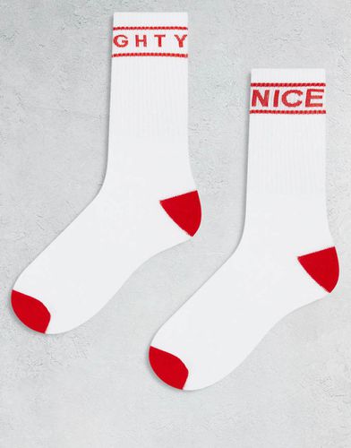 Lot de 2 paires de chaussettes à inscription Naughty et Nice - Brave Soul - Modalova