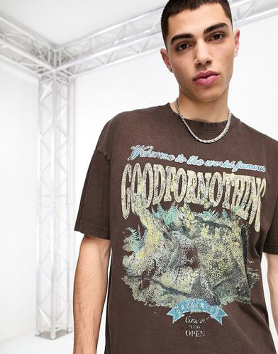 T-shirt oversize avec imprimé crocodile vintage - Marron - Good For Nothing - Modalova